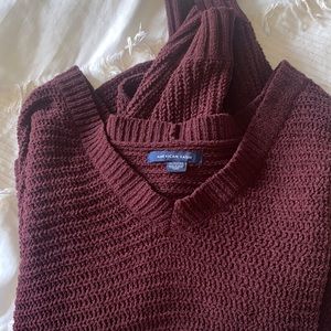 maroon american eagle cropped sweater